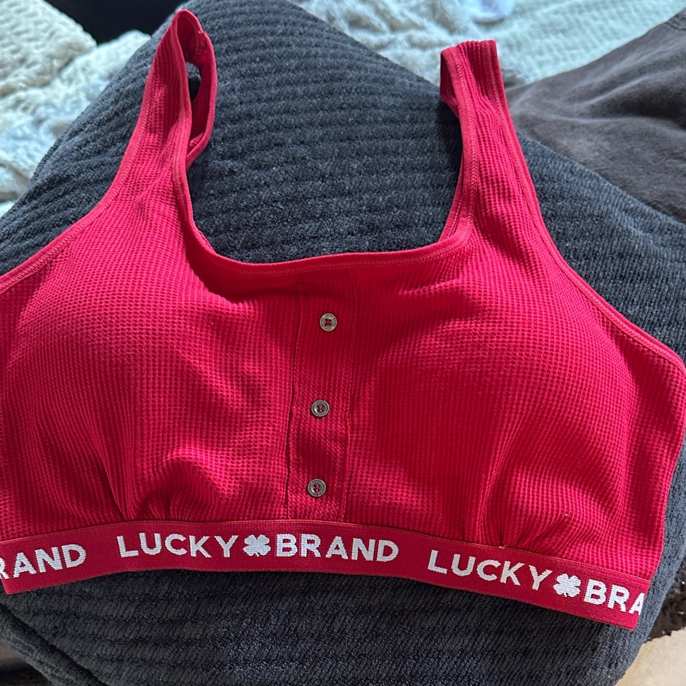 Lucky Brand Vibrant Red Ribbed Bralette